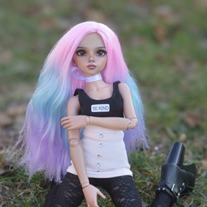 Custom doll Wig for Minifee 1/4 BJD Dolls- &quot;TAN CAPS&quot; 6-7&quot; head size of Bjd, msd, Boneka ,Fairyland Minifee dolls unicorn limited