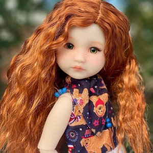 PREORDER Custom doll WIG Exclusive Vegan Mohair-fits 8-9&quot; head size Kaye Wiggs, RRFF, bjd, Girl for All Time &quot;Snug Fit&quot; red