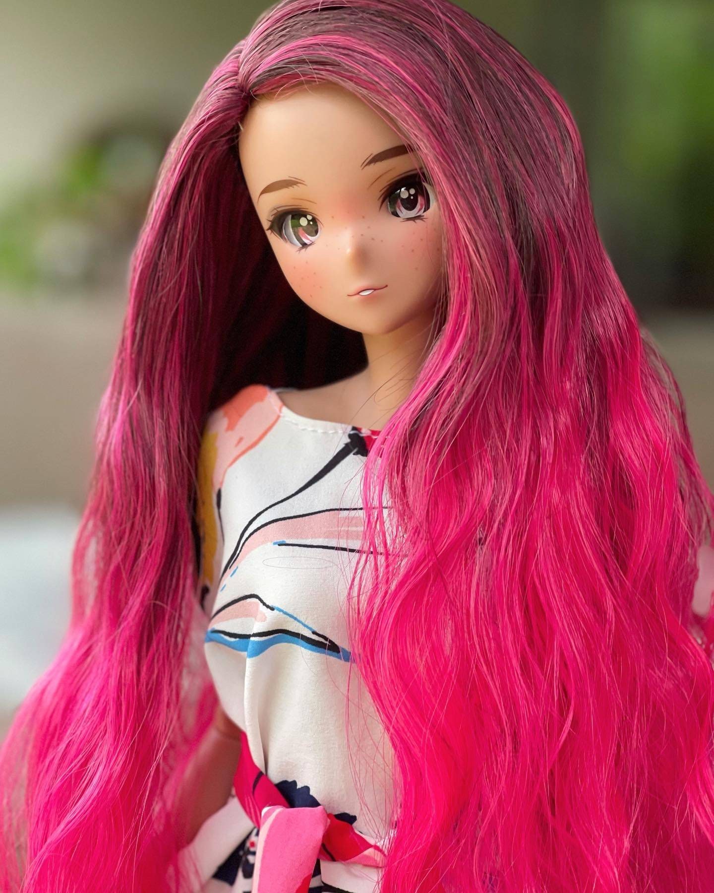  Lllunimon SD BJD Doll Hair Wigs, Pink Short Curly Doll