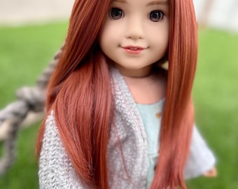 PREORDER Custom doll wig for 18" American Dolls - Heat Safe - Tangle Resistant -fits 10-11" head size of 18" dolls  Blythe BJD Gotz red