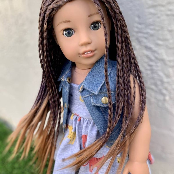 11" Custom Doll Wig Deluxe Heat safe fibers for 18" American Girl Dolls, My Life OG Journey Braided AA Wig !!! Ombre