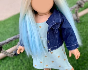 BELLA Chouchou Large Blue♡ Zazou Custom DYED OMBRE Doll Wig for 18