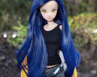 PREVENTA Peluca personalizada Zazou para muñecas Smart Dolls - Tamaño de cabeza de 8.5" para muñecas Bjd, SD, Dollfie Dream, azul oscuro