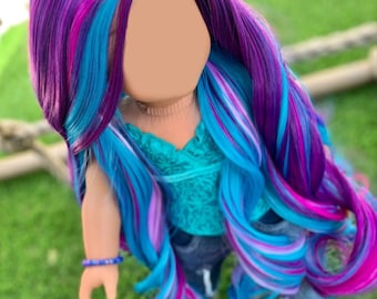 Kundenspezifische Perücke für 18"amerikanische Puppe - Heat Safe - Tangle Resistant - passend für 10-11"Kopfgröße von 18"Puppen OG Blythe BJD Gotz Rainbow"