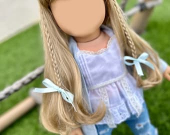 PREORDER Zazou Custom 18 Inch doll Vegan Mohair Wig | 10-11 Head Size "Stretch Cap" | Made to Fit 18’’ American Doll OG Meadowdolls