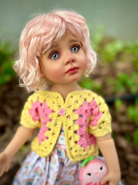 PREORDER Zazou Custom doll wig for 18" American Dolls - Vegan Mohair - fits 10-11" head size "Stretch Cap" Blythe BJD Happy Kidz meadowdolls