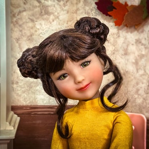 Custom doll WIG Exclusive Vegan Mohair-fits 9-10" head size Kaye Wiggs, RRFF, Wellie Dolls, bjd, Girl for All Time"Loose Fit"  Buns