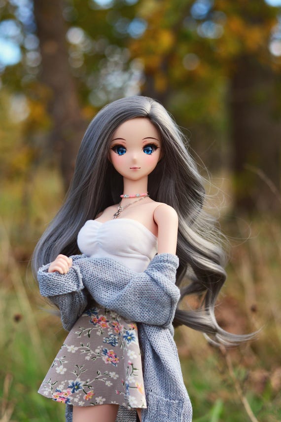Custom doll Wig for Smart Dolls- "Tan Caps" 8-9" head size of Bjd, SD, Dollfie Dream dolls Grey Zazou Dolls "Loose fit" Cap required