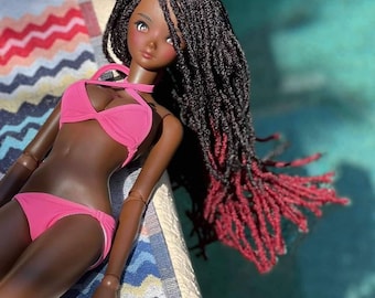 Zazou Dolls Custom doll Wig for Smart Dolls- 8" head size of Bjd, SD, Dollfie Dream dolls  Ombre Marley Locs