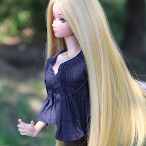 Zazou Dolls Custom doll Wig for Smart Dolls- Tangle Resistant- 8.5&quot; head size of Bjd, SD, Dollfie Dream dolls Blonde Vegan Mohair