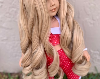 PREORDER Custom doll wig for 18" American Doll- Heat Safe - Tangle Resistant - fits 11" head size of 18" dolls OG Blythe BJD Gotz Blonde
