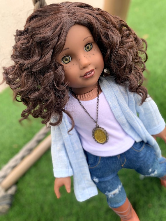 Doll Wig, Bebe 11-12”, Dark Brown mohair. Baby doll wig 100% Pure mohair Wig