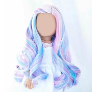 Zazou Dolls Custom doll wig for American Dolls-Heat Safe-Tangle Resistant-fits 11" head size of 18" dolls OG Blythe TM 88 pink rainbow