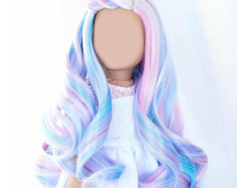 Zazou Dolls Custom doll wig for American Dolls-Heat Safe-Tangle Resistant-fits 11&quot; head size of 18&quot; dolls OG Blythe TM 88 pink rainbow