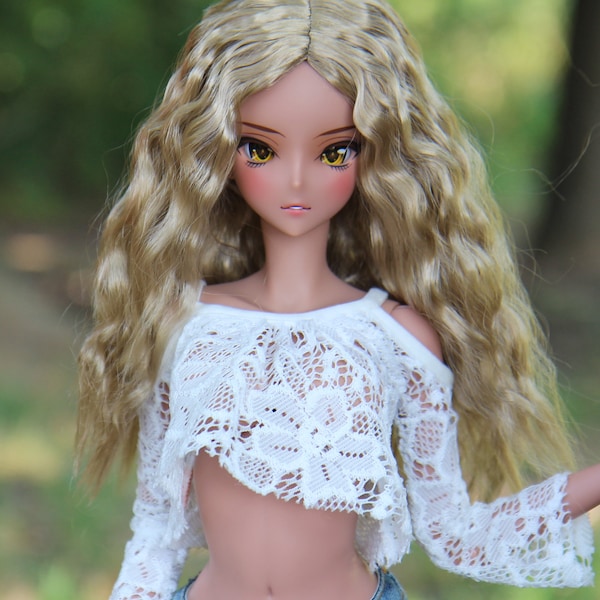 Zazou Dolls Custom doll Wig for Smart Dolls - Tangle Resistant- 8" head size of Bjd, SD, Dollfie Dream dolls Vegan Mohair