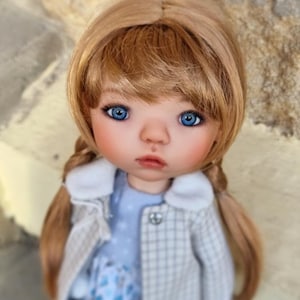 Peruka na zamówienie na głowę 13" Dianna Effner Little Darling, rozmiar 7-8" Siblies, Ellowyne, My Meadow Avery, Mini Pal Maru, Liz Frost "Stretch Cap"