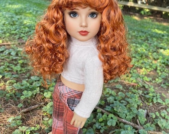 PREORDER Zazou Dolls Custom 18 Inch doll Vegan Mohair Wig | 10-11 Head Size "Stretch Cap" | Made to Fit 18’’ American Doll OG Meadowdolls
