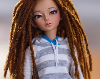 Custom doll Wig for Minifee 1/4 BJD Dolls- "TAN CAPS" 6-7" head size of Bjd, msd, Boneka ,Fairyland Minifee dolls Locs Zazou Dolls
