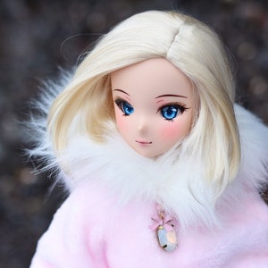 Custom doll Wig for Smart Dolls- Heat Safe - Tangle Resistant- 8.5" head size of Bjd, SD, Dollfie Dream dolls Vegan Mohair Asymmetrical bob