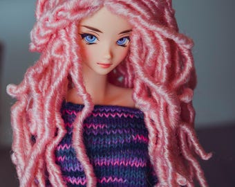 Zazou Dolls Custom doll Wig for Smart Dolls-Tangle Resistant- 8.5" head size of Bjd, SD, Dollfie Dream dolls butterfly locs AA