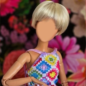 Zazou Dolls custom wig 1/6 scale for Fashion Doll head size 3-4&quot; BJD Dollfie pukipuki  Pocket Doll