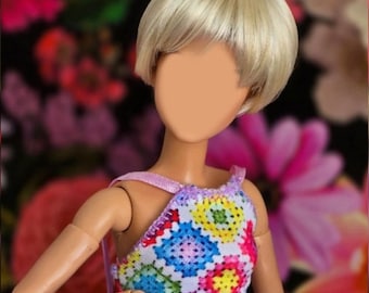 Zazou Dolls custom wig 1/6 scale for Fashion Doll head size 3-4" BJD Dollfie pukipuki  Pocket Doll