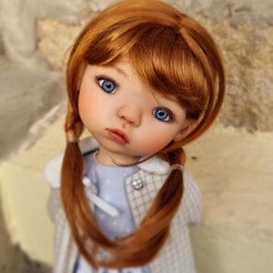 Peruka na zamówienie na głowę 13" Dianna Effner Little Darling, rozmiar 7-8" Siblies, Ellowyne, My Meadow Avery, Mini Pal Maru "Stretch Cap"