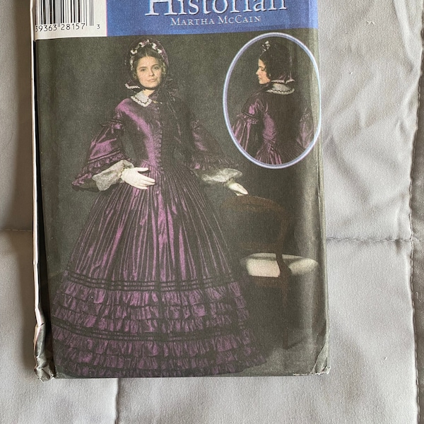 Fashion Historian Civil War Era Costume Ruffled Gown Sewing Pattern Simplicity 4510 Sizes 8 10 12 14 Uncut By Martha McCain