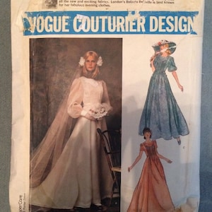 Belinda Bellville Vogue Couturier Design 1155 Wedding Dress Pattern Sz 10 S  4 6 Puff Sleeve Train