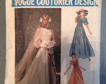 Belinda Bellville Vogue Couturier Design 1155 Wedding Dress Pattern Sz 10 S  4 6 Puff Sleeve Train