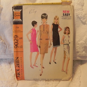 Vintage Sheath Dress Sewing Pattern McCalls 9029 Size 12 Bust 32 Modern Size 4/6 Complete Partially Cut