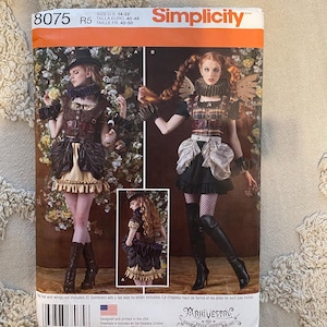 Arkivestry Steampunk Mini Dress Bustle Harness Vest Ruff Costume Cosplay Sewing Pattern Size 14 16 18 20 22 UNCUT Simplicity 8075