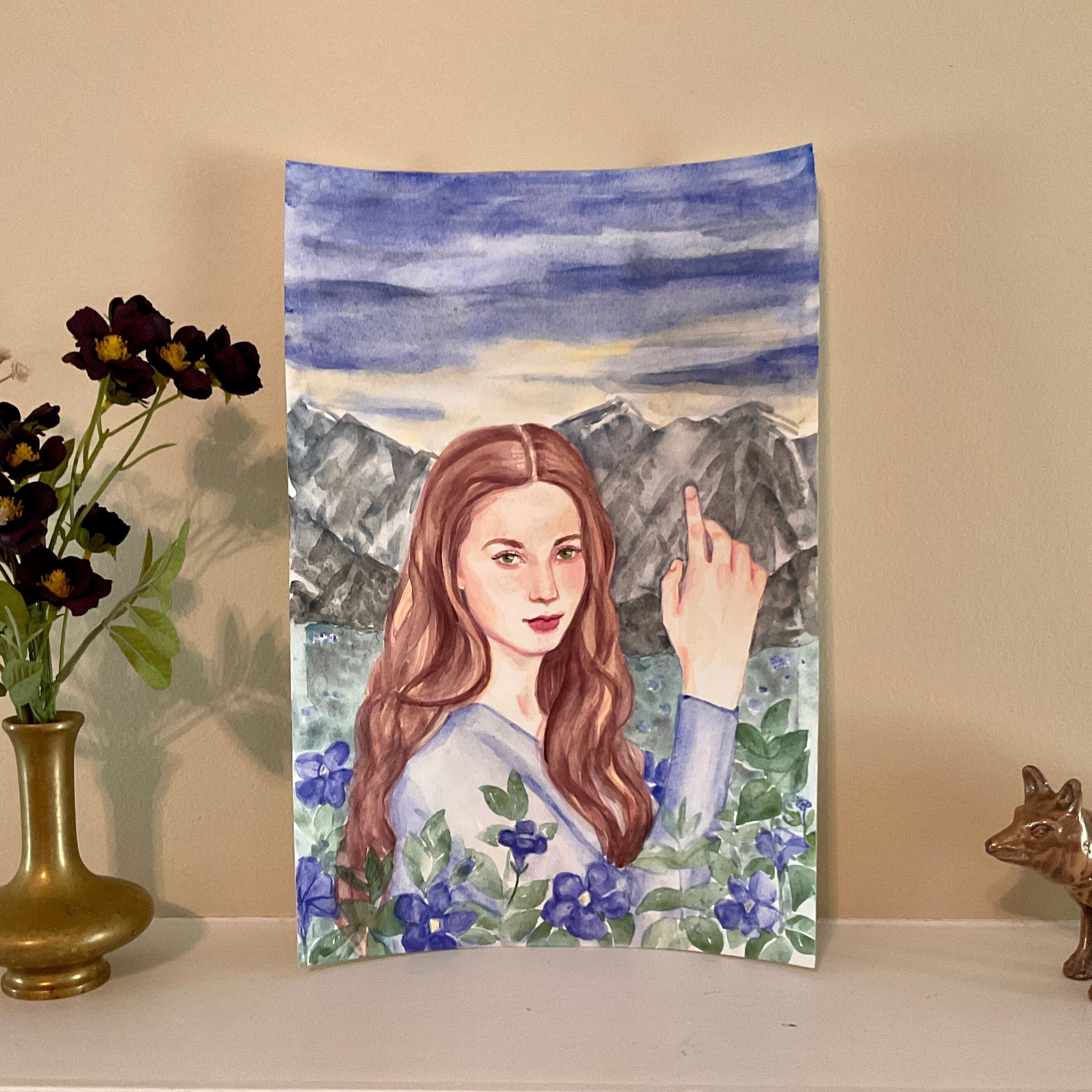 Original Watercolor Painting 15 X 10.2 Mysterious Beauty - Etsy