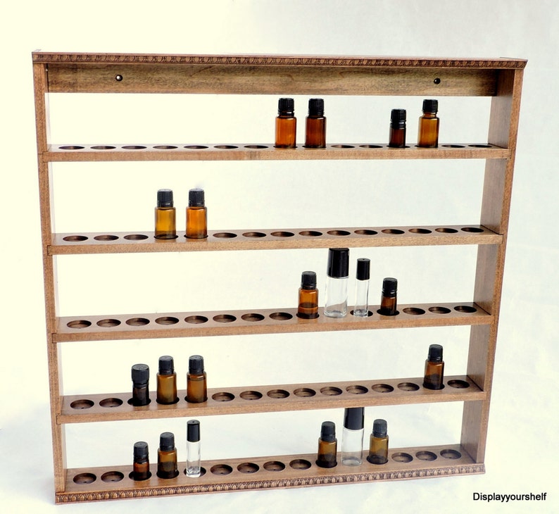 Poplar Wood Stained Rack Essential Oil Display Shelf Etsy