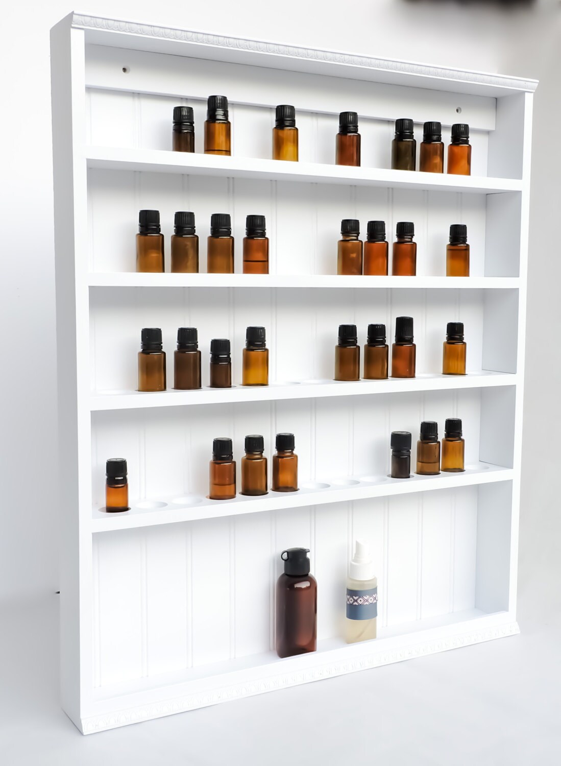 Essential Oil Rack Hanging shelf Tall Storage bottom Wood Etsy