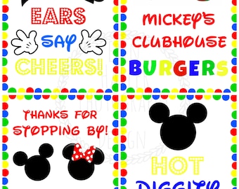 Mickey Mouse Birthday Party Signs - Digital Files, Printable