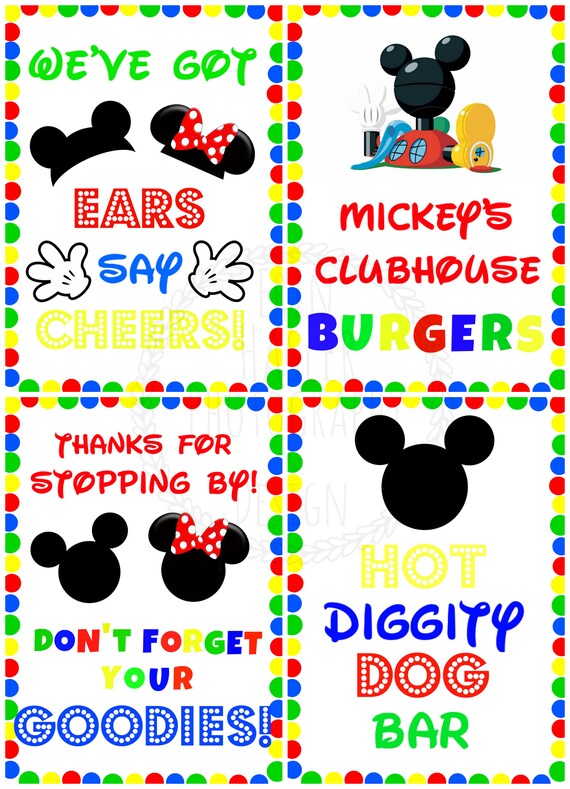 Mickey Mouse Birthday Party Signs Digital Files Printable Etsy