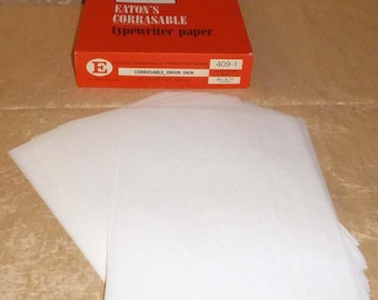 Carta Eaton Corrasable Onion Skin 25% Straccio~ Finitura Kokle~ Carta cancellabile per macchina da scrivere~ Ottima per lavori di carta~Junk Journaling~10 fogli