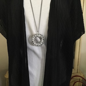 Crystal  Medallion Long Pendant
