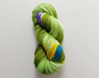DK 6 ply sock yarn, Self striping hand dyed yarn, Nylon sock yarn
