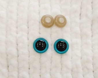Light blue safety eyes, 8 mm, 10 mm, 12 mm, 15 mm, 18 mm, hand painted, plastic washers