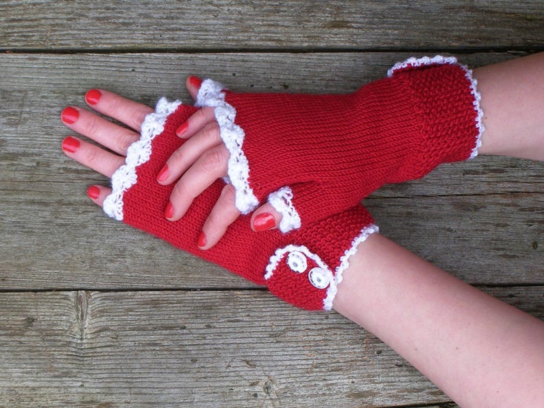Red Merino Arm Warmers Warm Knit Wrist Warmers Valentines Etsy