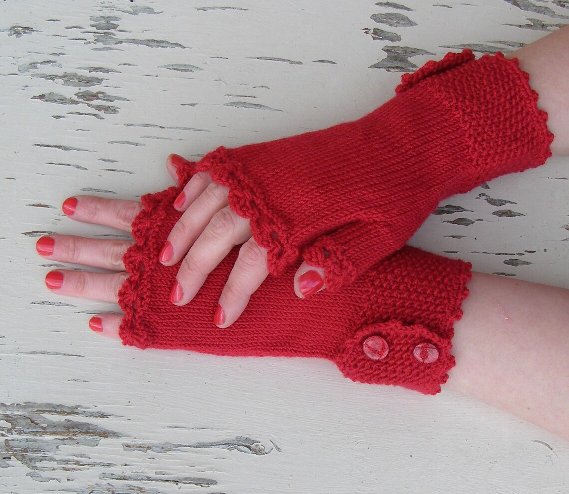 Red Merino Arm Warmers Warm Knit Wrist Warmers Valentines Etsy