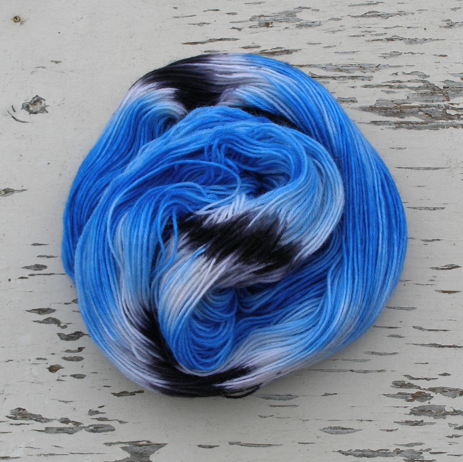 True blue sock yarn Self striping hand colored yarn Nylon Etsy