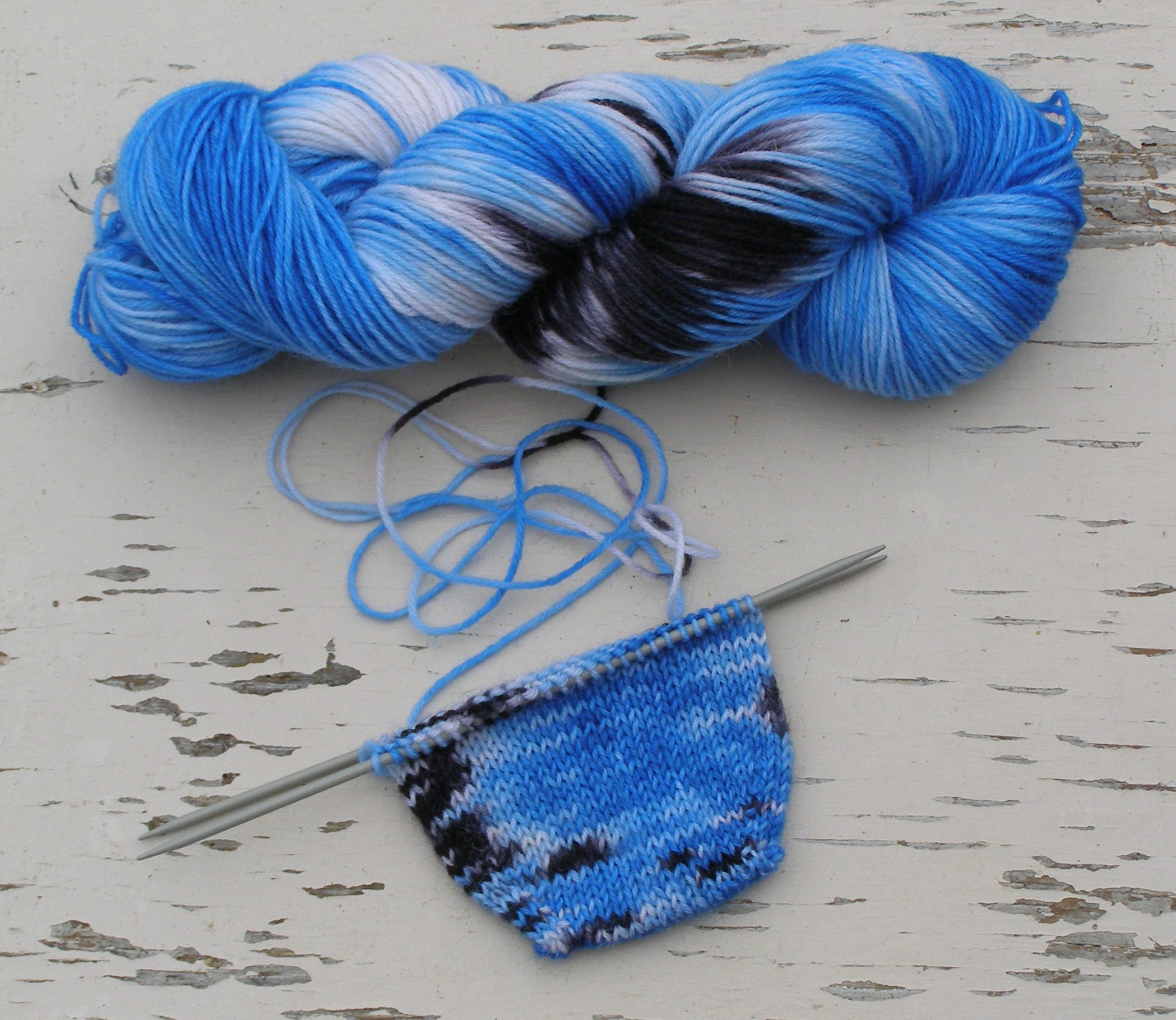True blue sock yarn Self striping hand colored yarn Nylon Etsy