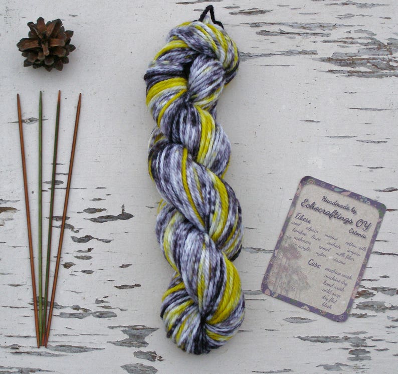 Aran worsted wool yarn Ombre color change Gradient 10 ply dyed yarn yellow white black colors Long colorways alpaca yarn