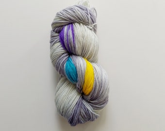 6 ply sock yarn, DK sock yarn, Self striping hand dyed yarn, Nylon wool yarn