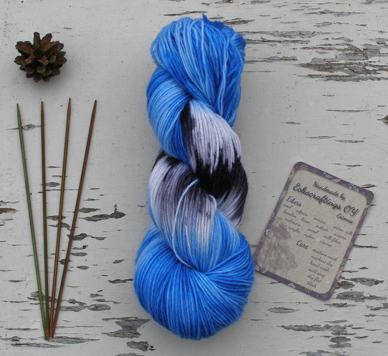 True blue sock yarn Self striping hand colored yarn Nylon Etsy
