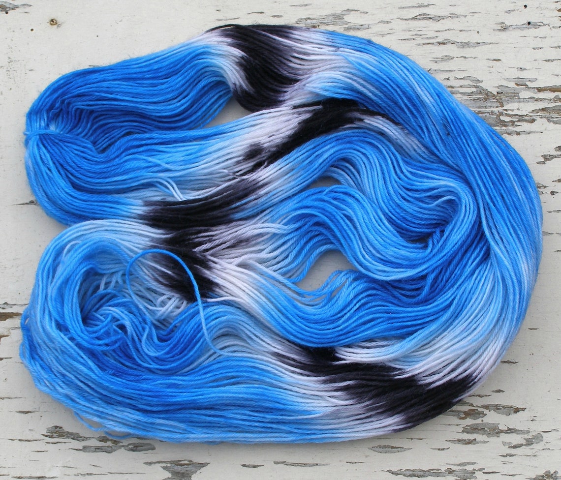True blue sock yarn Self striping hand colored yarn Nylon Etsy
