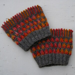 Knit Woolen Boot Cuffs Gray Wool Leg Warmers Fire Flower - Etsy